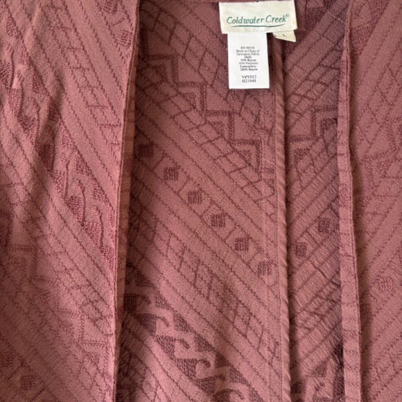 Coldwater Creek Brown Geometric Stripped Open Cardigan Large - Picture 2 of 4